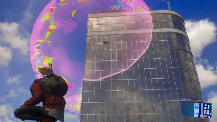 This Spider-bot is on the roof of the target building (tall skyscraper) - Spider-Man 2: All Spider-bot locations - Secrets and Collectibles - Spider Man 2 Guide