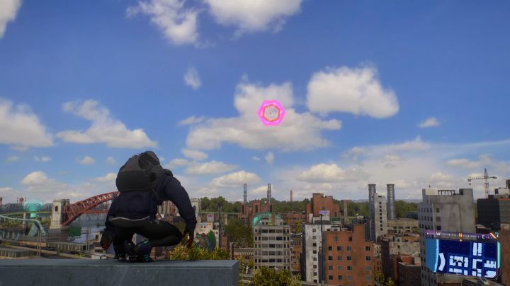 This Spider-bot is suspended high in the air - Spider-Man 2: All Spider-bot locations - Secrets and Collectibles - Spider Man 2 Guide