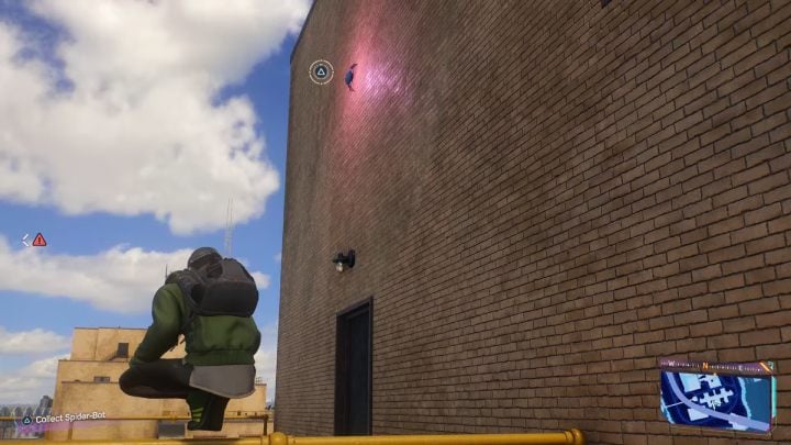Look for this Spider-bot on the rooftop of the building - Spider-Man 2: All Spider-bot locations - Secrets and Collectibles - Spider Man 2 Guide