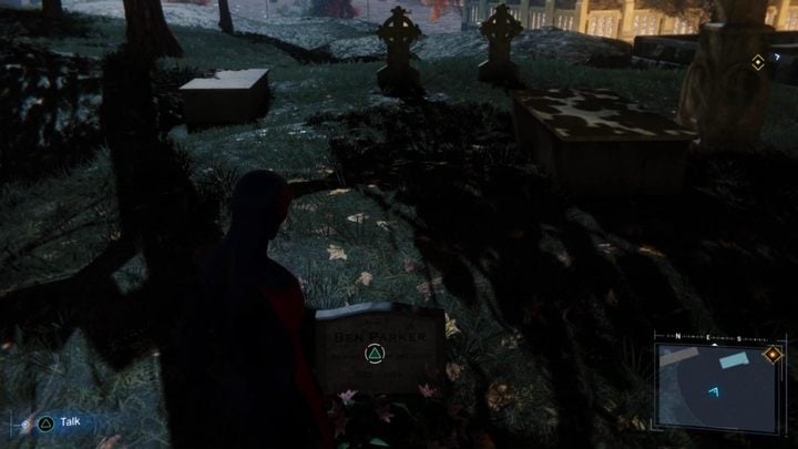 Bens grave is located in the middle of the graveyard, on a hill - Marvels Spider-Man: Uncle Bens grave - how to find? - FAQ - Spider-Man Game Guide