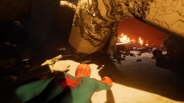 Exit the room, and you will then see an explosion on the level above you - Marvels Spider-Man: The Main Event - walkthrough - Main missions - Spider-Man Game Guide