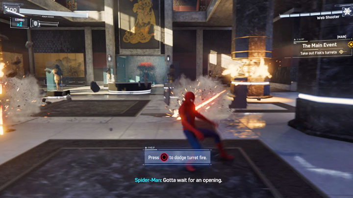 After the fight is over, run to the red door, and eventually, you will reach Wilson Fisk, the mafia boss who is the person responsible for all that has taken place - Marvels Spider-Man: The Main Event - walkthrough - Main missions - Spider-Man Game Guide