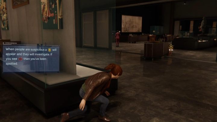 It is time for a short stealth sequence - MJ cant be spotted because this equals failing the mission objective - Marvels Spider-Man: Dont Touch The Art - walkthrough - Main missions - Spider-Man Game Guide