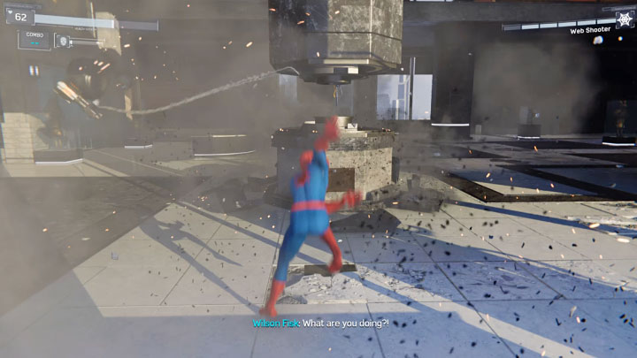 Take action while the turrets reload - they do it after several fire series - Marvels Spider-Man: First Boss Wilson Fisk (The Kingpin) - boss, how to beat? - Bosses - Spider-Man Game Guide