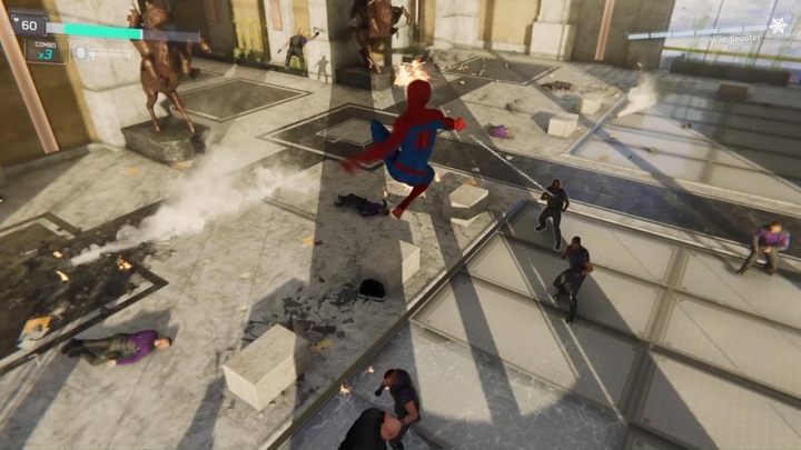 Repeat the above pattern until a new cut-scene is displayed - Marvels Spider-Man: First Boss Wilson Fisk (The Kingpin) - boss, how to beat? - Bosses - Spider-Man Game Guide