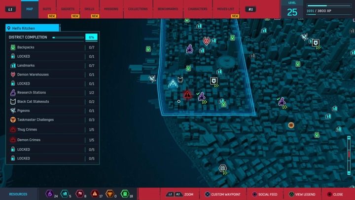 The game has a lot of bonus tasks - if you want a break from the main plot you can complete numerous additional missions (marked with a blue indicator), collect Peters backpacks, raid enemy hideouts, catch pigeons and much more - Marvels Spider-Man: Starting Tips - Basics - Spider-Man Game Guide