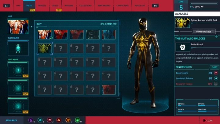 In the game, you will find over 25 Spider-Man suits, with various special powers - Marvels Spider-Man: Starting Tips - Basics - Spider-Man Game Guide