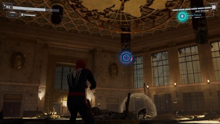 After a few successful strikes, you will once again see a cutscene and the Shocker will be grounded by your web - Marvels Spider-Man: Financial Shock - walkthrough - Main missions - Spider-Man Game Guide