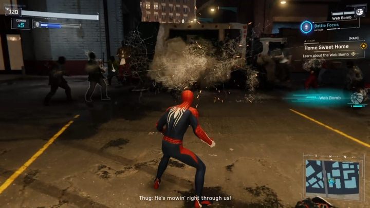 Test the gadget on the foes who have just arrived - Marvels Spider-Man: Home Sweet Home - walkthrough - Main missions - Spider-Man Game Guide