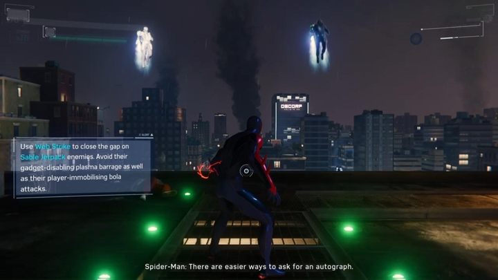 When you reach the top of the building, the Sable mercenaries will attack you - Marvels Spider-Man: ...into the fire - walkthrough - Main missions - Spider-Man Game Guide