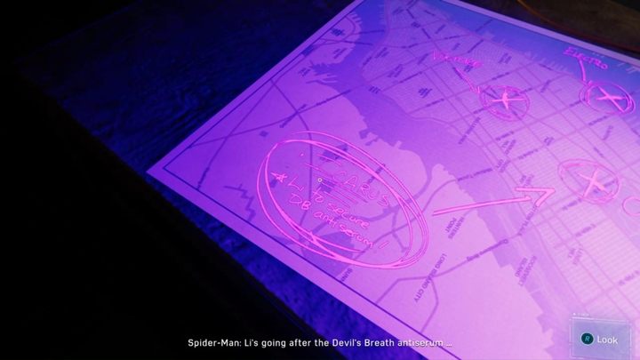 Now approach the map on the chest and examine it - Marvels Spider-Man: Picking Up the Trail - walkthrough - Main missions - Spider-Man Game Guide