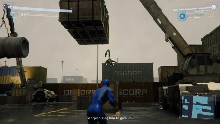 Repeat the trick a few more times and Scorpion will appear - Marvels Spider-Man: Heavy Hitter - walkthrough - Main missions - Spider-Man Game Guide