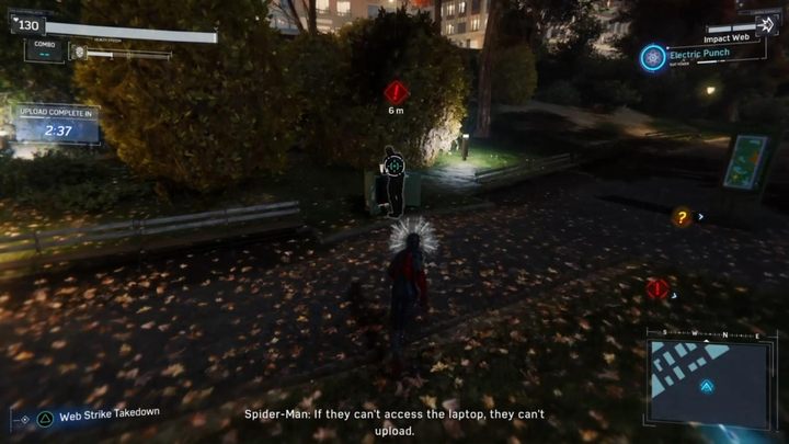 The next thing you need to do is to head to the park and stop the criminals from transmitting the data - Marvels Spider-Man: Storming the Castle - walkthrough - Side Missions - Spider-Man Game Guide