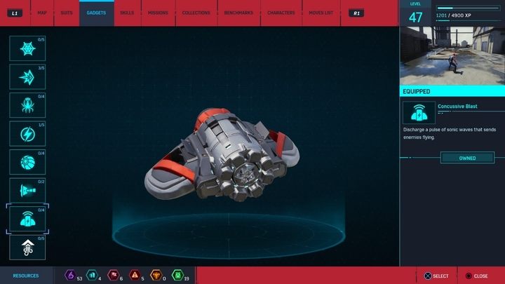 Gadget description: Emits sound waves that push enemies back - Marvels Spider-Man: Gadgets description - Suits and Gadgets - Spider-Man Game Guide