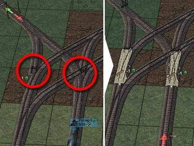 While creating crossroads you can easily make a mistake and not fully complete the track. - How to construct railroads? | Building and management - Building and management - Mashinky Game Guide
