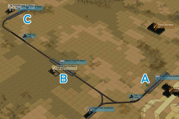 You want the trains to use a station with a single platform (not much space for constructions, you want the trains to use a single station or you simply lack tokens) - Simple connections and stations | Building and management - Building and management - Mashinky Game Guide
