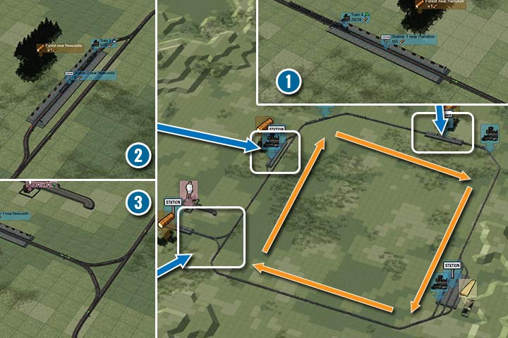 Constructing a loop will help you create a railroad for many trains. - Advanced connections and stations | Building and management - Building and management - Mashinky Game Guide