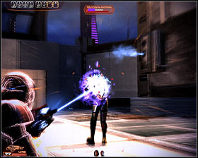 Use a nearby ramp to get to the top and once youre there deal with a group of mechs - Mass Effect 2: Dossier: The Assassin - walkthrough - Main quests - Mass Effect 2 Guide & Walkthrough