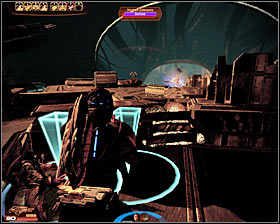 Notice that the fourth platform has attached itself further away from your position, so you may want to consider closing the distance by leaving the nearest cover and proceeding to the next one - Mass Effect 2: Stop the Collectors - Finale Part 2 - walkthrough - Main quests - Mass Effect 2 Guide & Walkthrough