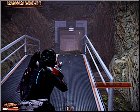 Approach two large tanks and use one of your weapons to destroy smaller exploding containers found next to them - Mass Effect 2: Blood Pack Base - N7 walkthrough - N7 quests - Mass Effect 2 Guide & Walkthrough