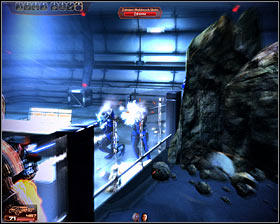 Return to the main hall and this time choose a passageway located to your left (first screenshot) - Mass Effect 2: Blue Suns Base - N7 walkthrough - N7 quests - Mass Effect 2 Guide & Walkthrough