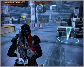 Save your game, choose a heavy weapon from your inventory and proceed towards the only available door (first screenshot) - Mass Effect 2: Blue Suns Base - N7 walkthrough - N7 quests - Mass Effect 2 Guide & Walkthrough
