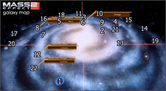 You can use the table seen below to find what quests can be completed in certain clusters - Mass Effect 2: Galaxy map - World Atlas - Mass Effect 2 Guide & Walkthrough