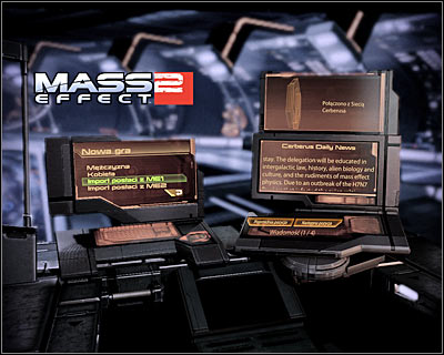 Main menu of the game offers three options - creating a new hero (male or female), importing a character from Mass Effect 1 and importing a character from Mass Effect 2 (only if youve already finished it) - Mass Effect 2: World Atlas - Starting a new game - World Atlas - Mass Effect 2 Guide & Walkthrough