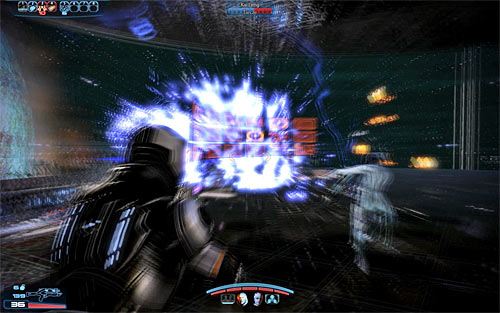 Once youve damaged a large portion of Kai Lengs shield he should quickly move back and blow up a new part of the floor (screen above) - Mass Effect 3: Priority, Cerberus Headquarters - walkthrough - Main Missions - Mass Effect 3 Guide