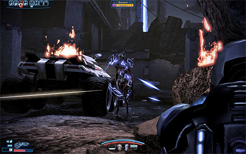 Resume your journey after youve defeated all enemy units, however be ready to hide again when youll notice a harvester in the area - Mass Effect 3: Priority, Earth #2 - walkthrough - Main Missions - Mass Effect 3 Guide