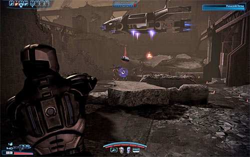 The main purpose of this battle is to keep defending lieutenant Victus while hes trying to disarm the bomb (his energy bar is displayed in the top right corner of the screen) - Mass Effect 3: Tuchanka: Bomb - walkthrough - Missions outside the Citadel - Mass Effect 3 Guide