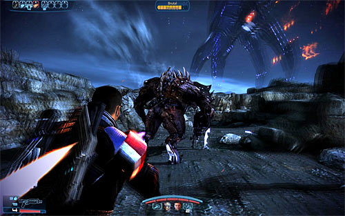 After the second part of the battle behind, focus mainly on attacking the Brute, though you also have to keep an eye on the Husks and eliminate those who get too close to Shepard - Mass Effect 3: Priority, Palaven - walkthrough - Main Missions - Mass Effect 3 Guide