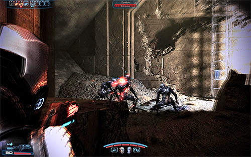 Look around the landing zone for a [SMG Magazine Upgrade] and afterwards use the nearby ladder - Mass Effect 3: Tuchanka, Turian Platoon - walkthrough - Main Missions - Mass Effect 3 Guide