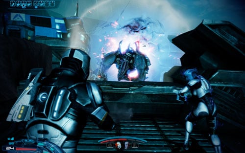 Once you handle a sufficient number of enemies, the shuttle will go airborne and crash at the other end of the platform - 2181 Despoina I - Walkthrough - Mass Effect 3: Leviathan - Game Guide and Walkthrough