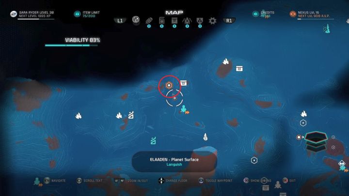 The destination is marked on the map of Elaaden. - Investigate Remnant Derelict on Elaaden - Elaaden - Mass Effect: Andromeda Game Guide