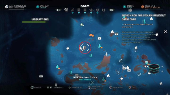 The first place you must go to. - Search for the Stolen Remnant Drive Core on Elaaden - Elaaden - Mass Effect: Andromeda Game Guide