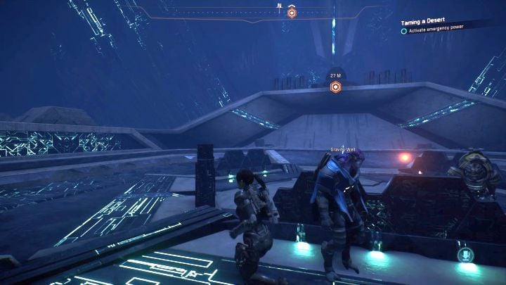 The console needed to restore power is on the platform above. - Taming a Desert on Elaaden - Elaaden - Mass Effect: Andromeda Game Guide