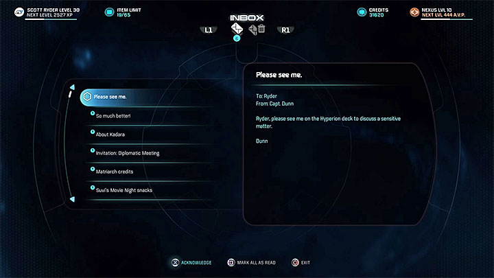 The quest begins with an urgent message from Captain Dunn - Contagion | Nexus side quests - Nexus - Mass Effect: Andromeda Game Guide