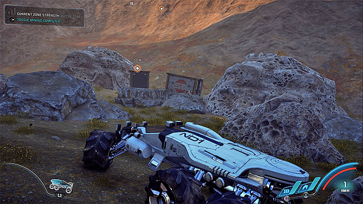 The weapon stash is hidden in the south-western part of the map - use Nomad to follow the main route and find your destination - Other quests | Kadara side quests - Kadara - Mass Effect: Andromeda Game Guide