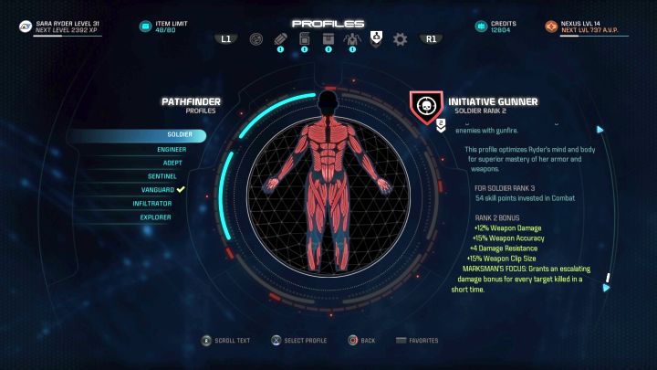 The Soldier profile on the selection screen. - Soldier | Character profiles - Character profiles - Mass Effect: Andromeda Game Guide