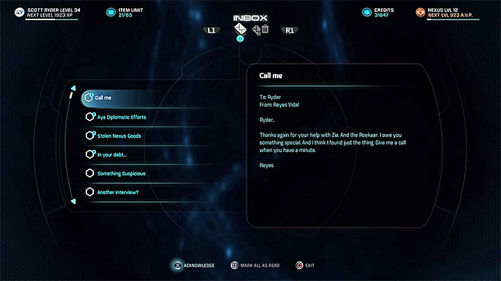 Read the e-mail from Reyes - Night on the Town | Kadara side quests - Kadara - Mass Effect: Andromeda Game Guide