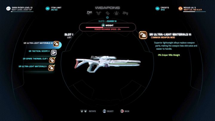 Equipment modification screen. - How to modify weapons and armors in Mass Effect: Andromeda? - FAQ - Frequently asked questions - Mass Effect: Andromeda Game Guide