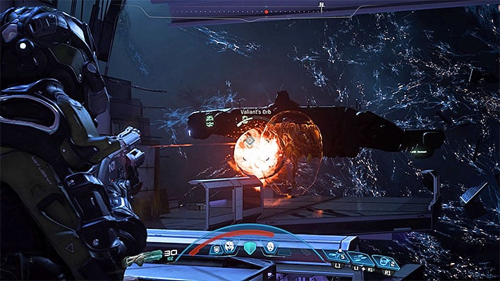 Destroy Valiants orb to be able to hit him with conventional attacks - Cora Harper: At Dutys Edge (loyalty mission) | Allies and Relationships - Allies and Relationships quests - Mass Effect: Andromeda Game Guide