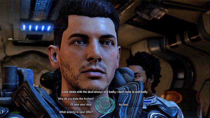 You can take the deal (left dialogue option) or be on the safe side (right dialogue option) - Dissension in the Ranks | Allies and Relationships - Allies and Relationships quests - Mass Effect: Andromeda Game Guide