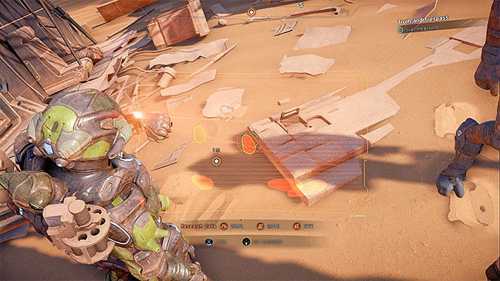 Activate the scanner and find the footprints presented in the picture above - Truth and Trespass | Allies and Relationships - Allies and Relationships quests - Mass Effect: Andromeda Game Guide