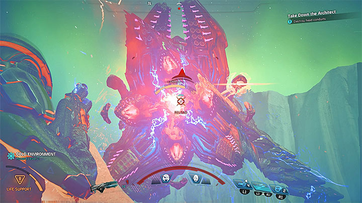 When it becomes possible you must weaken the cables on the Architects head - Missing Science Crew | Voeld side quests - Voeld - Mass Effect: Andromeda Game Guide