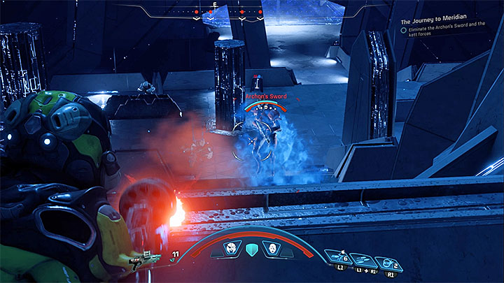 Concentrate your fire on the Sword to render him unable to apply the cloak - The Journey to Meridian | Priority Ops | Walkthrough - Priority Ops (Main quests) - Mass Effect: Andromeda Game Guide