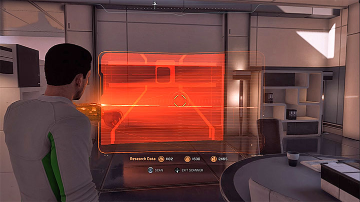Go to the room closer to the apartments exit and scan the wall presented in the picture - Ryder Family Secrets | Allies and Relationships - Allies and Relationships quests - Mass Effect: Andromeda Game Guide