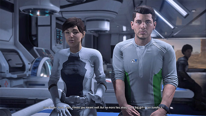 Your twin sibling has awoken from the coma - use the opportunity to update her on the recent developments - Ryder Family Secrets | Allies and Relationships - Allies and Relationships quests - Mass Effect: Andromeda Game Guide