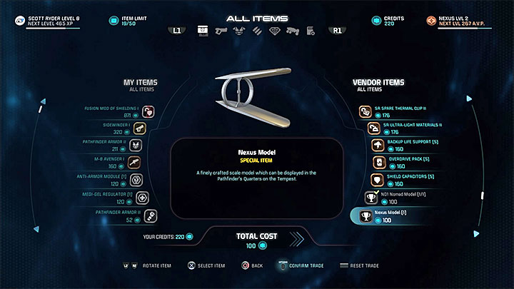 This model can be bought from one of the vendors in Nexus: Docking Bay - List of scale models for the captains cabin in Mass Effect: Andromeda - FAQ - Frequently asked questions - Mass Effect: Andromeda Game Guide